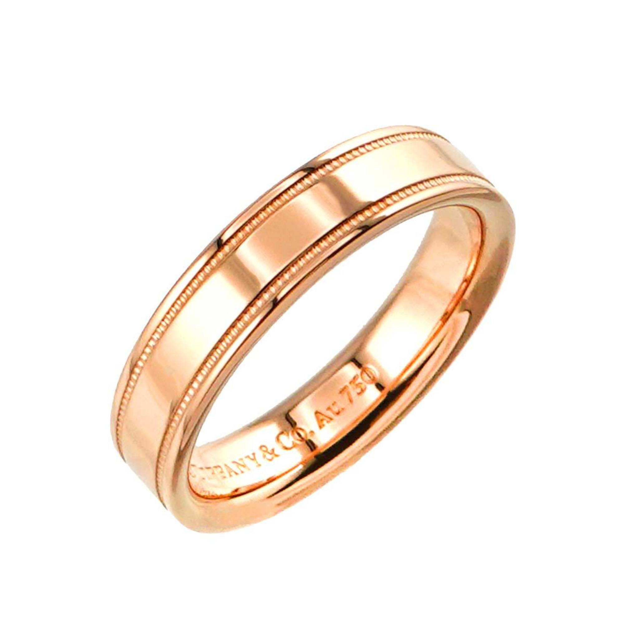 Tiffany & Co. Double Milgrain Ring, size 7.5, K18 PG pink gold, 750