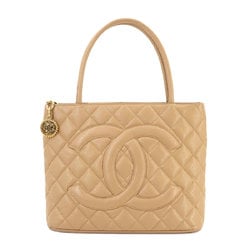 CHANEL Reissue Caviar Skin Beige A01804 Gold Hardware Medallion Tote Bag