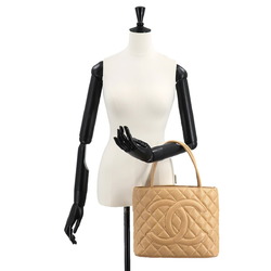 CHANEL Reissue Caviar Skin Beige A01804 Gold Hardware Medallion Tote Bag