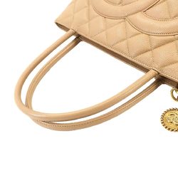 CHANEL Reissue Caviar Skin Beige A01804 Gold Hardware Medallion Tote Bag