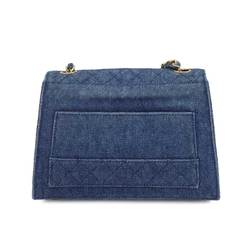 CHANEL Chain Shoulder Bag Denim Blue Gold Metal Fittings Matelasse