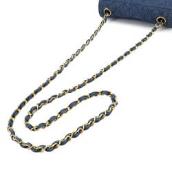 CHANEL Chain Shoulder Bag Denim Blue Gold Metal Fittings Matelasse