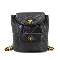 CHANEL Matelasse Chain Backpack Rucksack Leather Black Gold Hardware duma