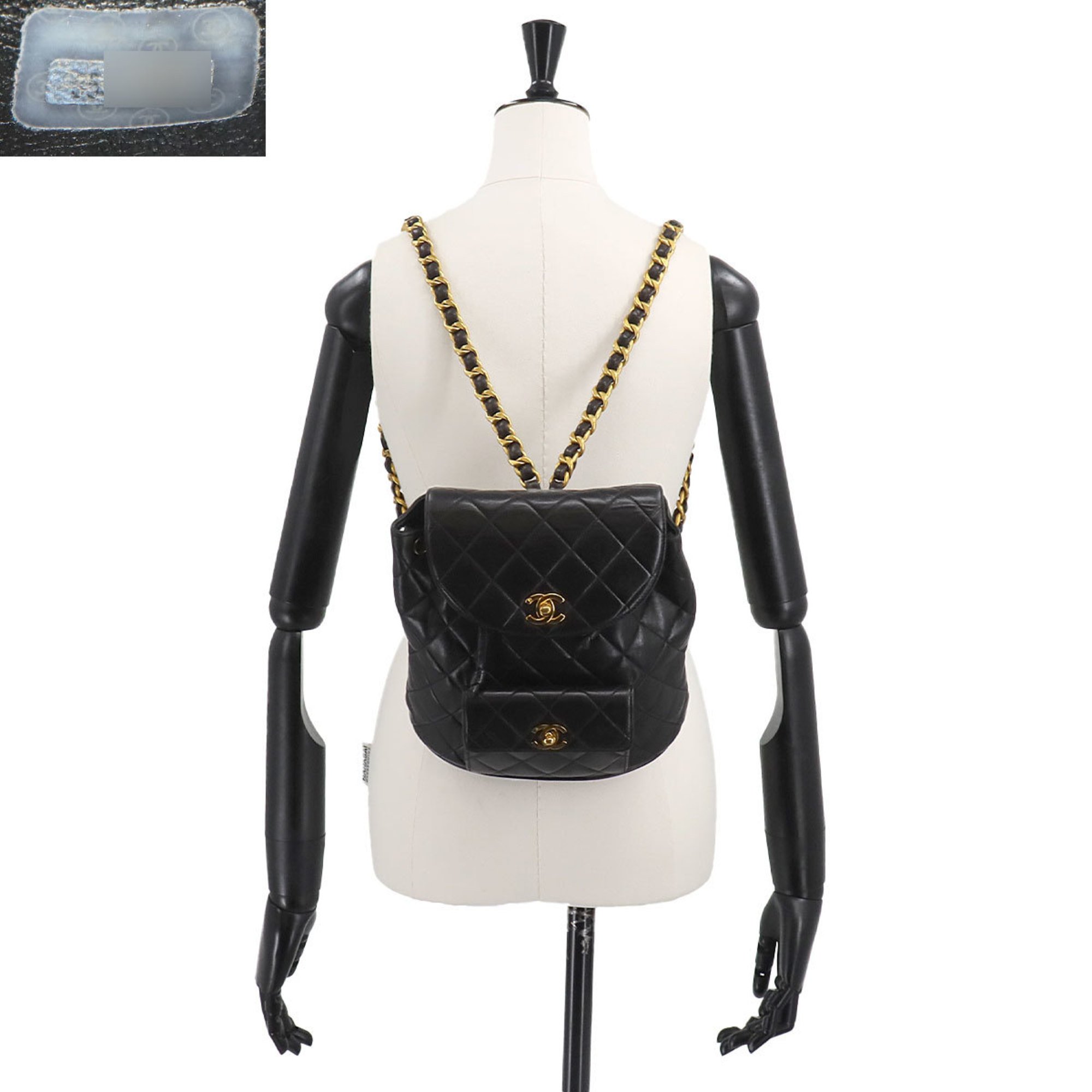 CHANEL Matelasse Chain Backpack Rucksack Leather Black Gold Hardware duma