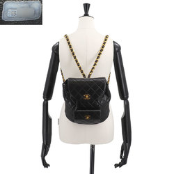 CHANEL Matelasse Chain Backpack Rucksack Leather Black Gold Hardware duma