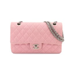 CHANEL Matelasse 25 Chain Shoulder Bag Cotton Jersey Pink Silver Hardware A01112