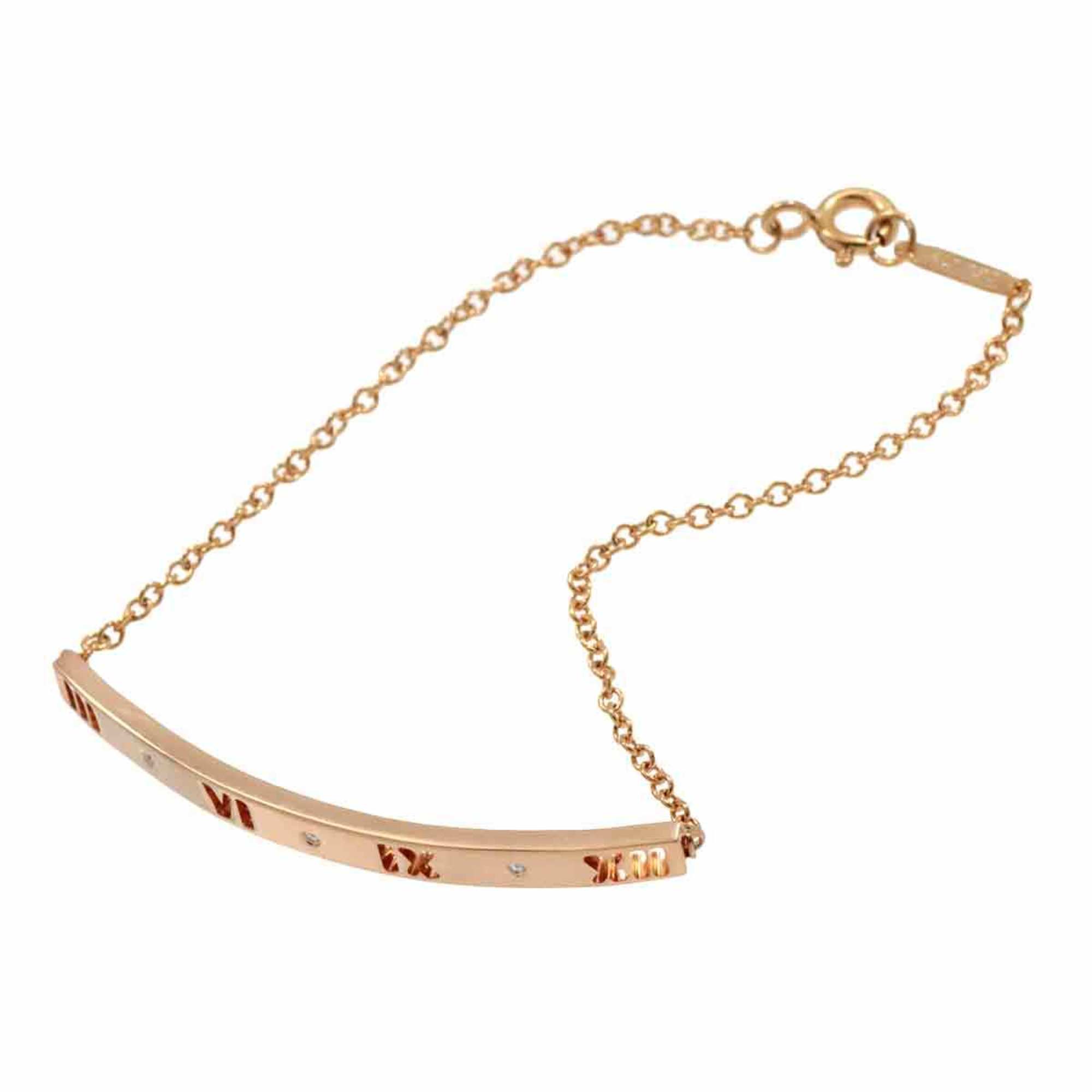 Tiffany & Co. Atlas Diamond 3P Bracelet 16.5cm K18 PG Pink Gold 750