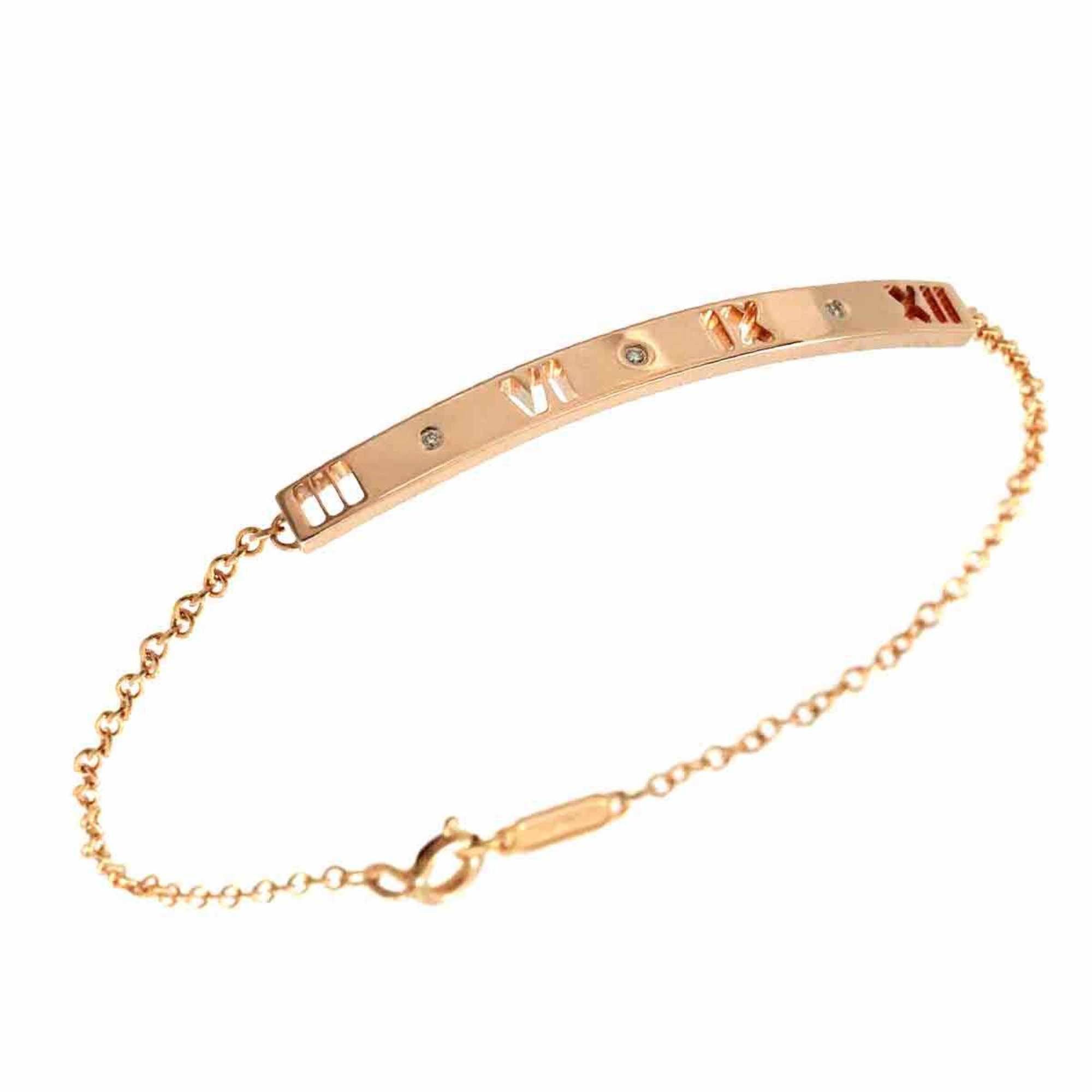 Tiffany & Co. Atlas Diamond 3P Bracelet 16.5cm K18 PG Pink Gold 750