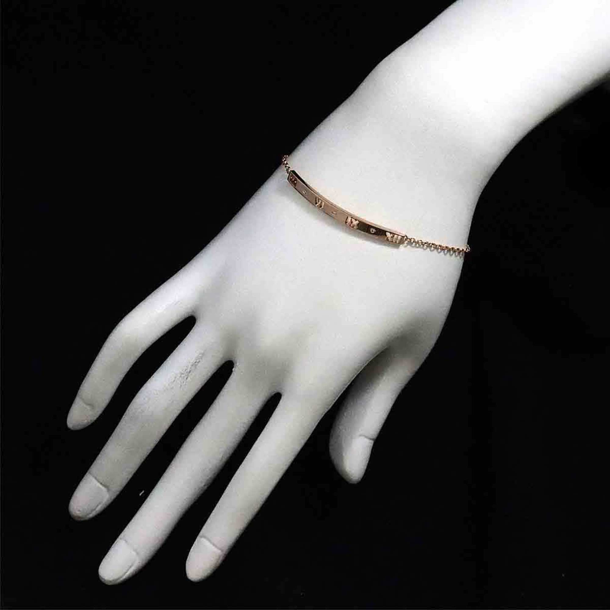 Tiffany & Co. Atlas Diamond 3P Bracelet 16.5cm K18 PG Pink Gold 750