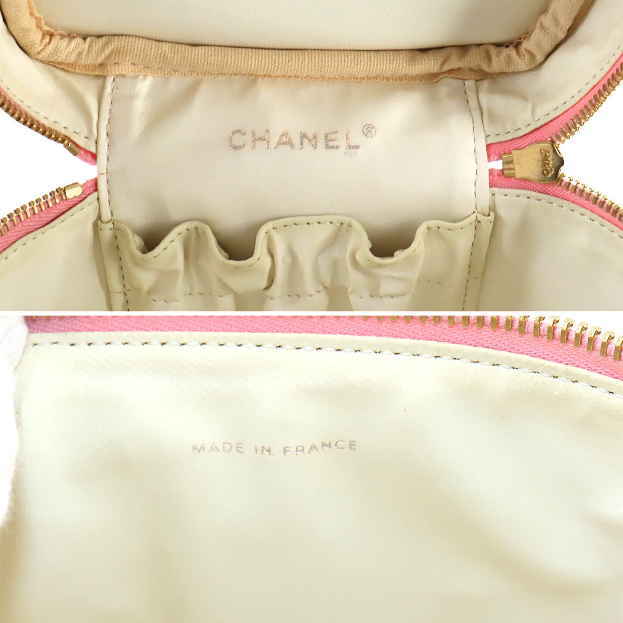 CHANEL Vanity Handbag Caviar Skin Leather Pink A01998 Coco Mark Gold Hardware Bag