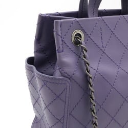 CHANEL Wild Stitch Coco Mark Tote Bag Handbag Shoulder Leather Purple Sold Item A94231