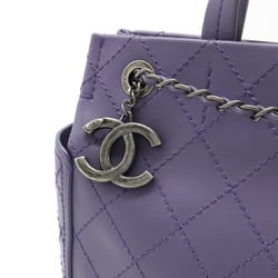 CHANEL Wild Stitch Coco Mark Tote Bag Handbag Shoulder Leather Purple Sold Item A94231