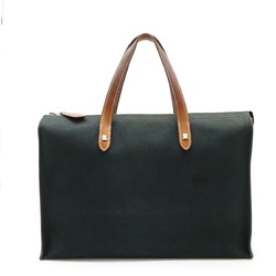 HERMES Cabas Mila PM Tote Bag Handbag Canvas Leather Black Brown K Stamp