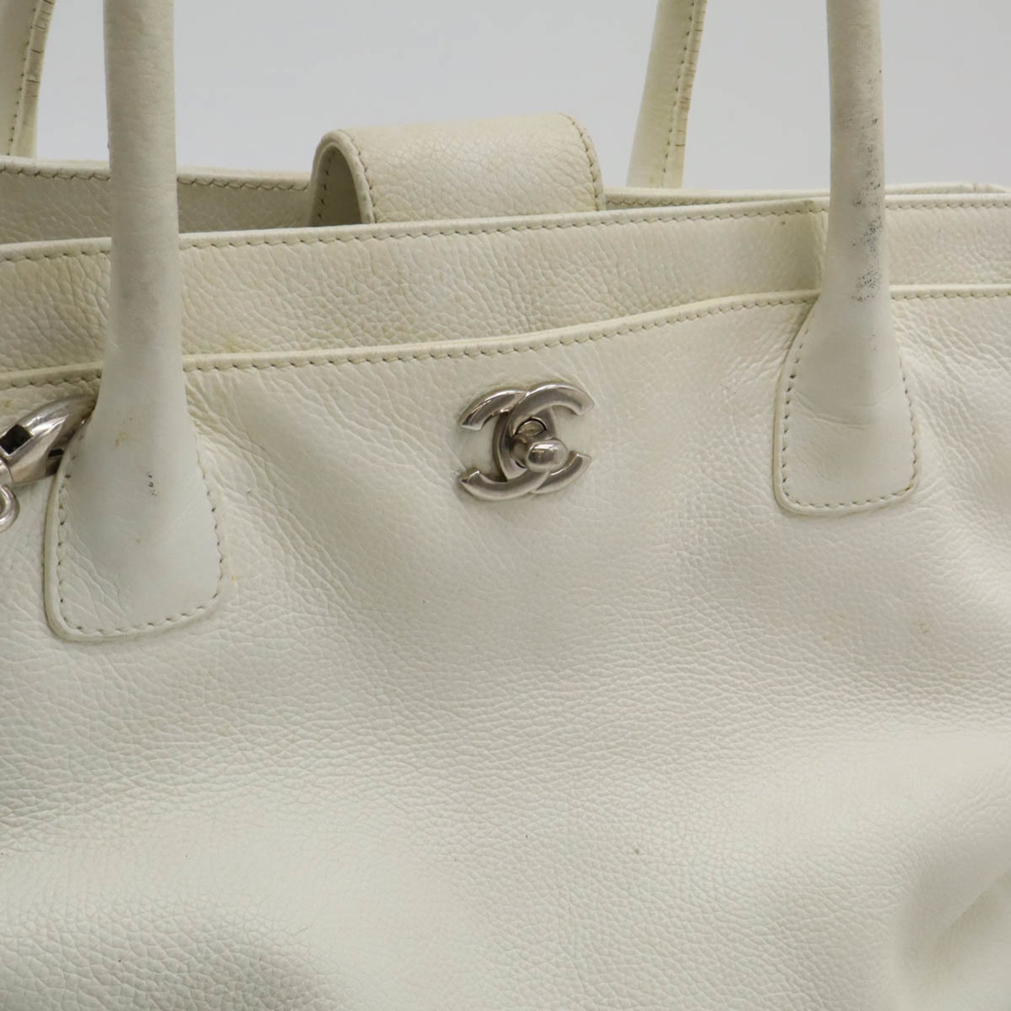 CHANEL Executive Line Coco Mark Tote Bag Handbag Shoulder Ivory Pouch Not Included A15206