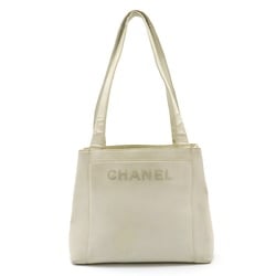 CHANEL Tote bag Shoulder Caviar skin Leather Off-white White