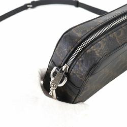 CELINE Triomphe Shoulder Bag PVC Leather Black Brown 112352EVJ