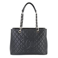 CHANEL Matelasse Grand Chain GST Caviar Skin Leather Black A50995 Shopping Tote Bag