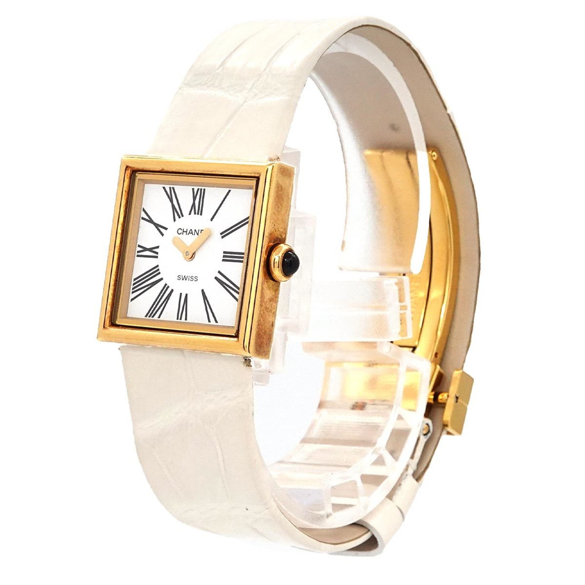 CHANEL Mademoiselle H0879 Ladies' Watch White K18YG Yellow Gold Quartz