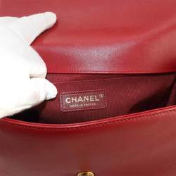 CHANEL Boy Chanel Chain Shoulder Bag Leather Red A67086 Gold Metal Fittings