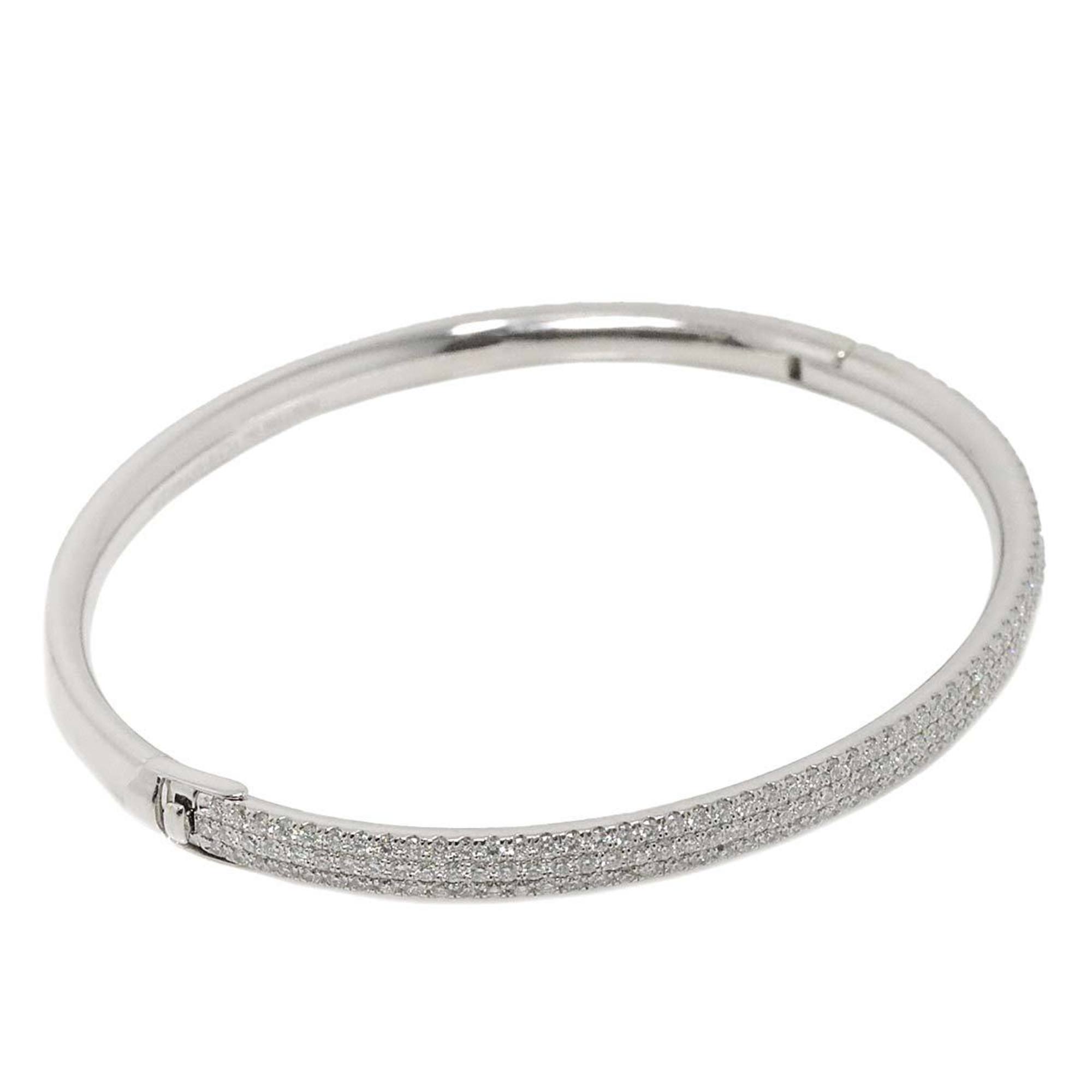 Tiffany & Co. Metro Hinge Diamond Bangle 16cm K18 WG White Gold 750 Bracelet