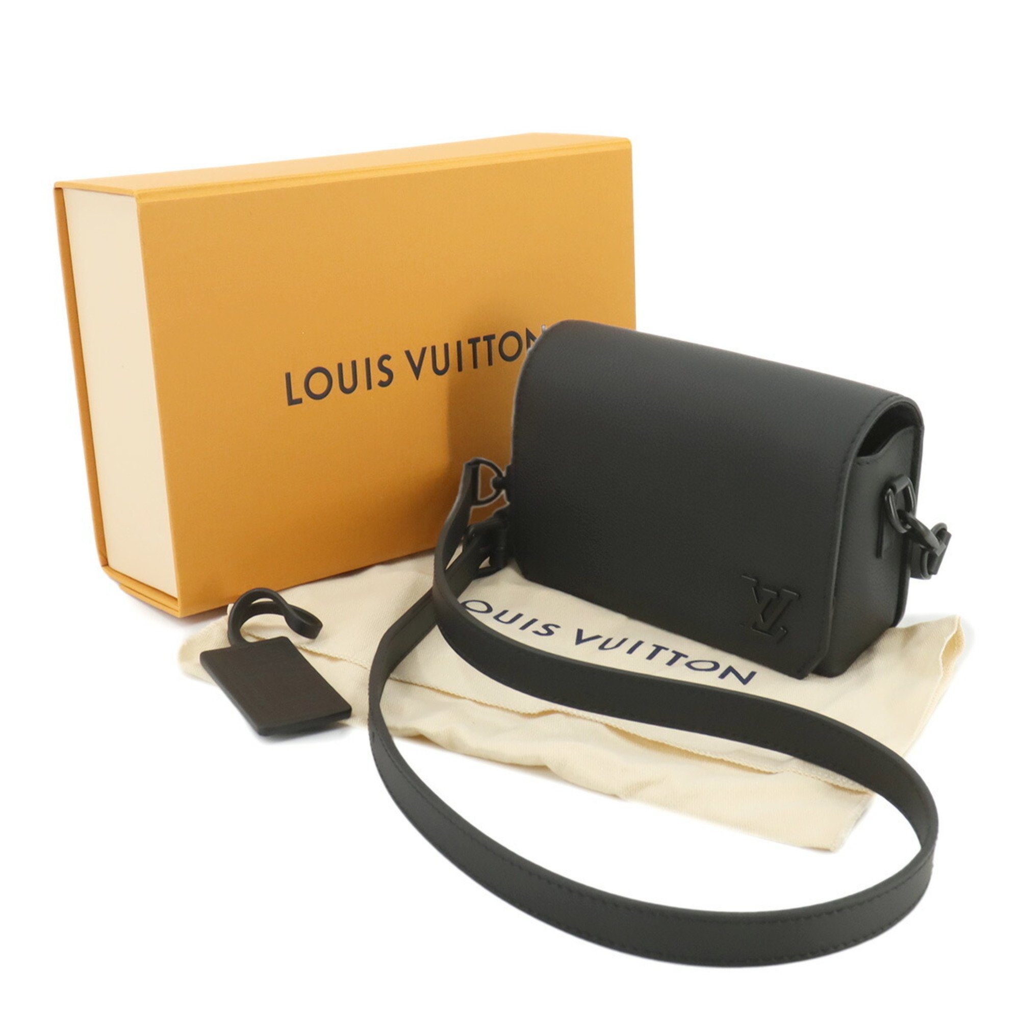 LOUIS VUITTON Aerogram Fastline Wearable Wallet Shoulder Bag Leather Black M82085 RFID