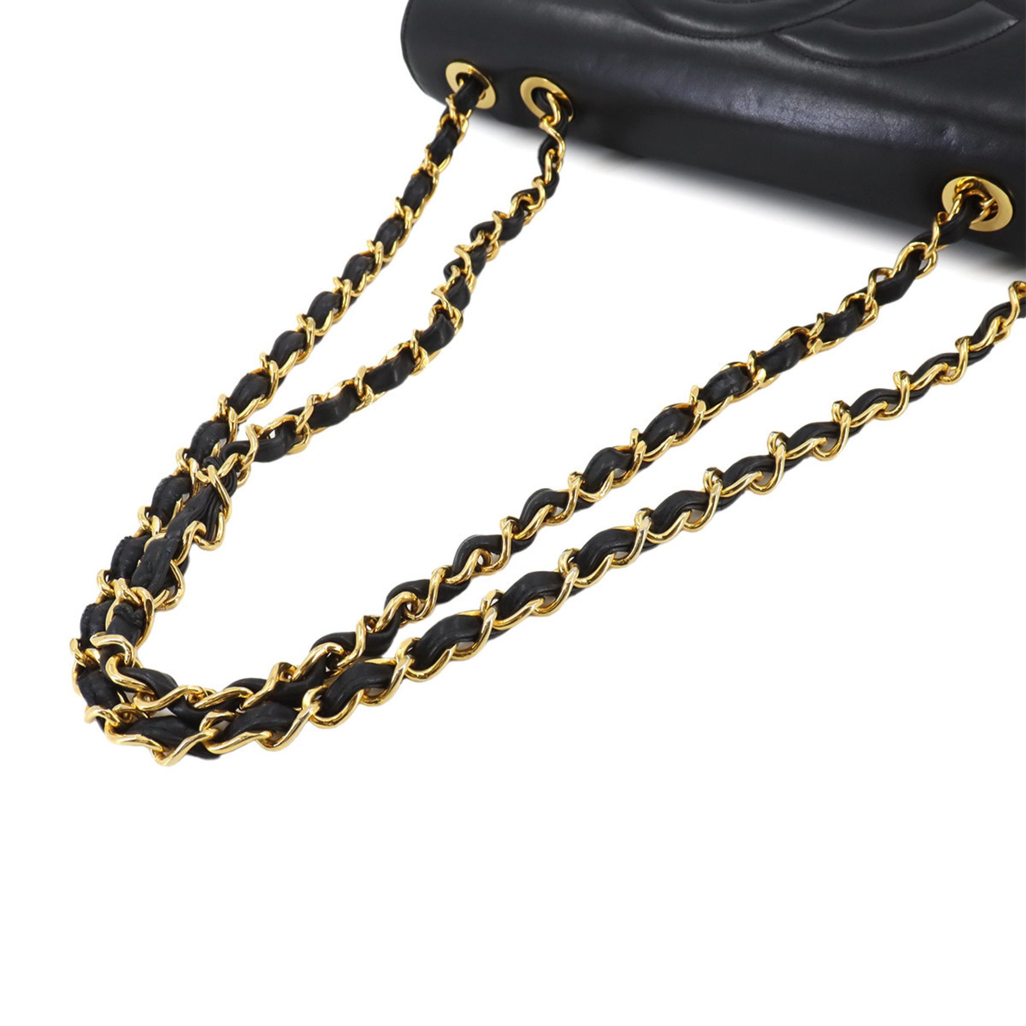 CHANEL Matelasse Chain Shoulder Bag Leather Black Gold Metal Fittings Coco Mark Turn Lock