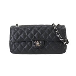 CHANEL Matelasse Chain Shoulder Bag Caviar Skin Black Silver Metal Fittings