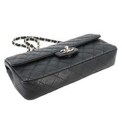 CHANEL Matelasse Chain Shoulder Bag Caviar Skin Black Silver Metal Fittings