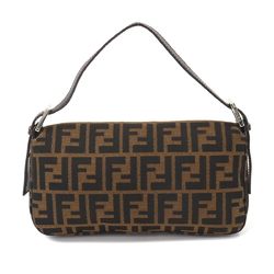 FENDI Zucca Mamma Baguette Shoulder Bag Canvas Leather Brown 26424 Silver Hardware