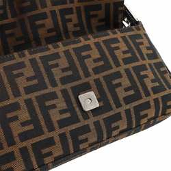 FENDI Zucca Mamma Baguette Shoulder Bag Canvas Leather Brown 26424 Silver Hardware