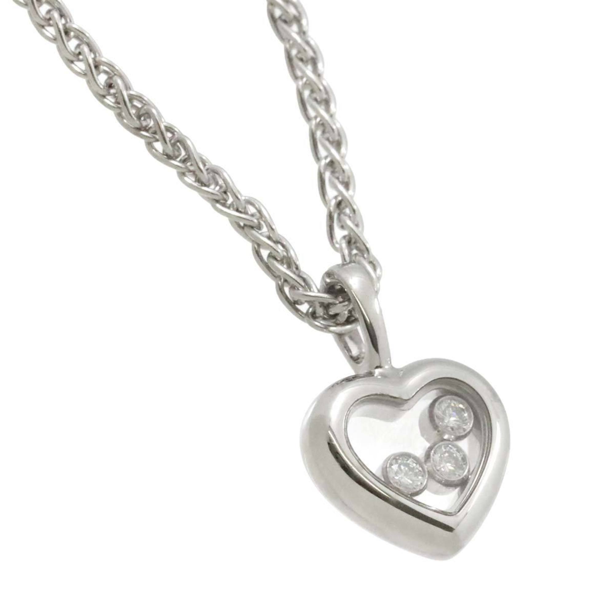 Chopard Happy Diamond Heart Necklace 42cm K18 WG White Gold 750