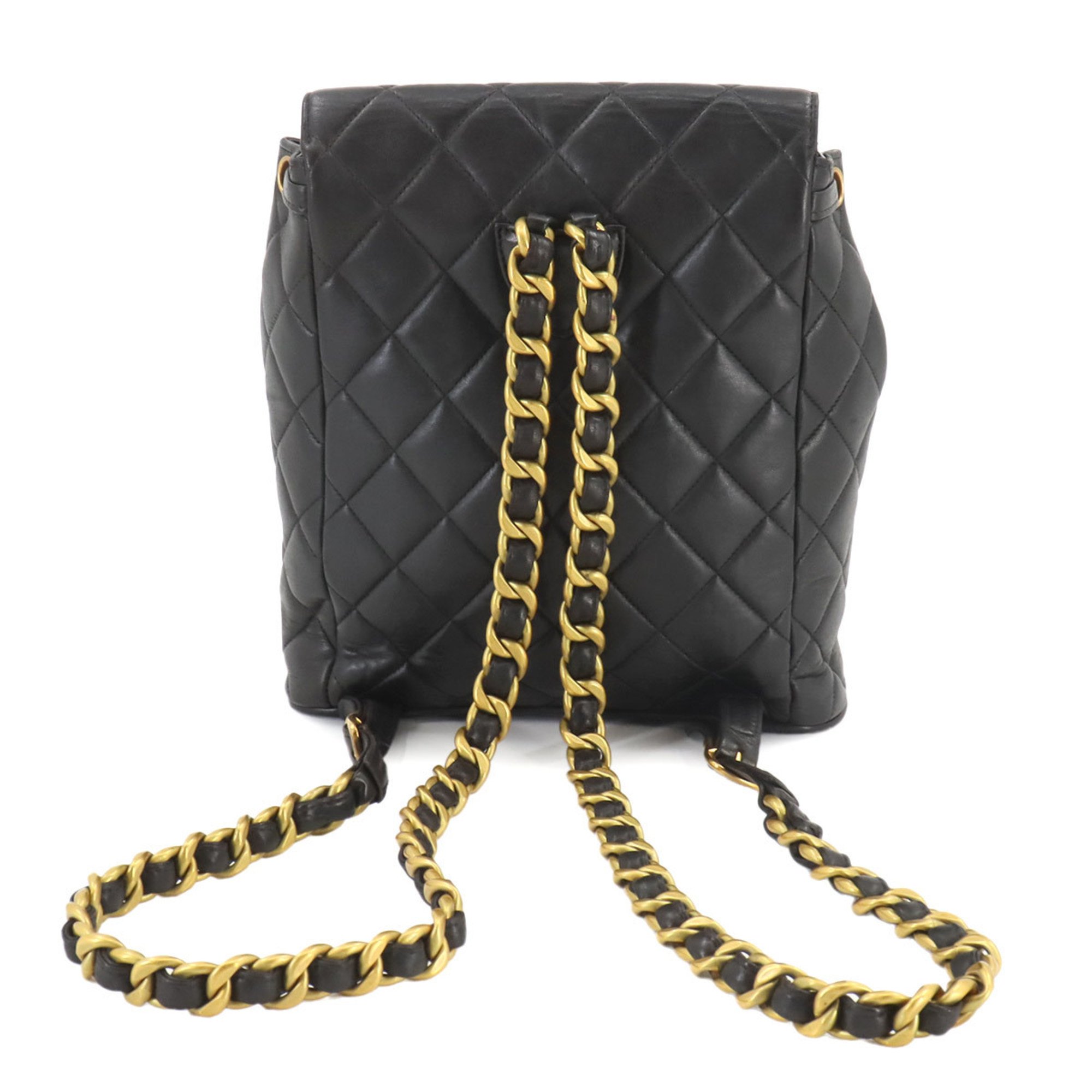 CHANEL Matelasse Chain Backpack Rucksack Leather Black Gold Hardware duma