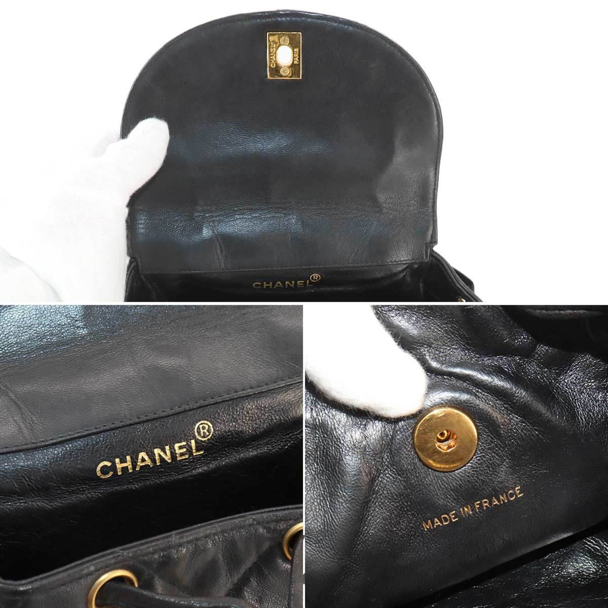 CHANEL Matelasse Chain Backpack Rucksack Leather Black Gold Hardware duma