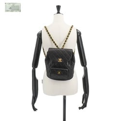 CHANEL Matelasse Chain Backpack Rucksack Leather Black Gold Hardware duma