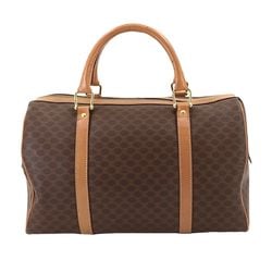 CELINE Macadam Boston Bag, PVC, Leather, Brown, Gold, Hardware