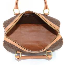 CELINE Macadam Boston Bag, PVC, Leather, Brown, Gold, Hardware