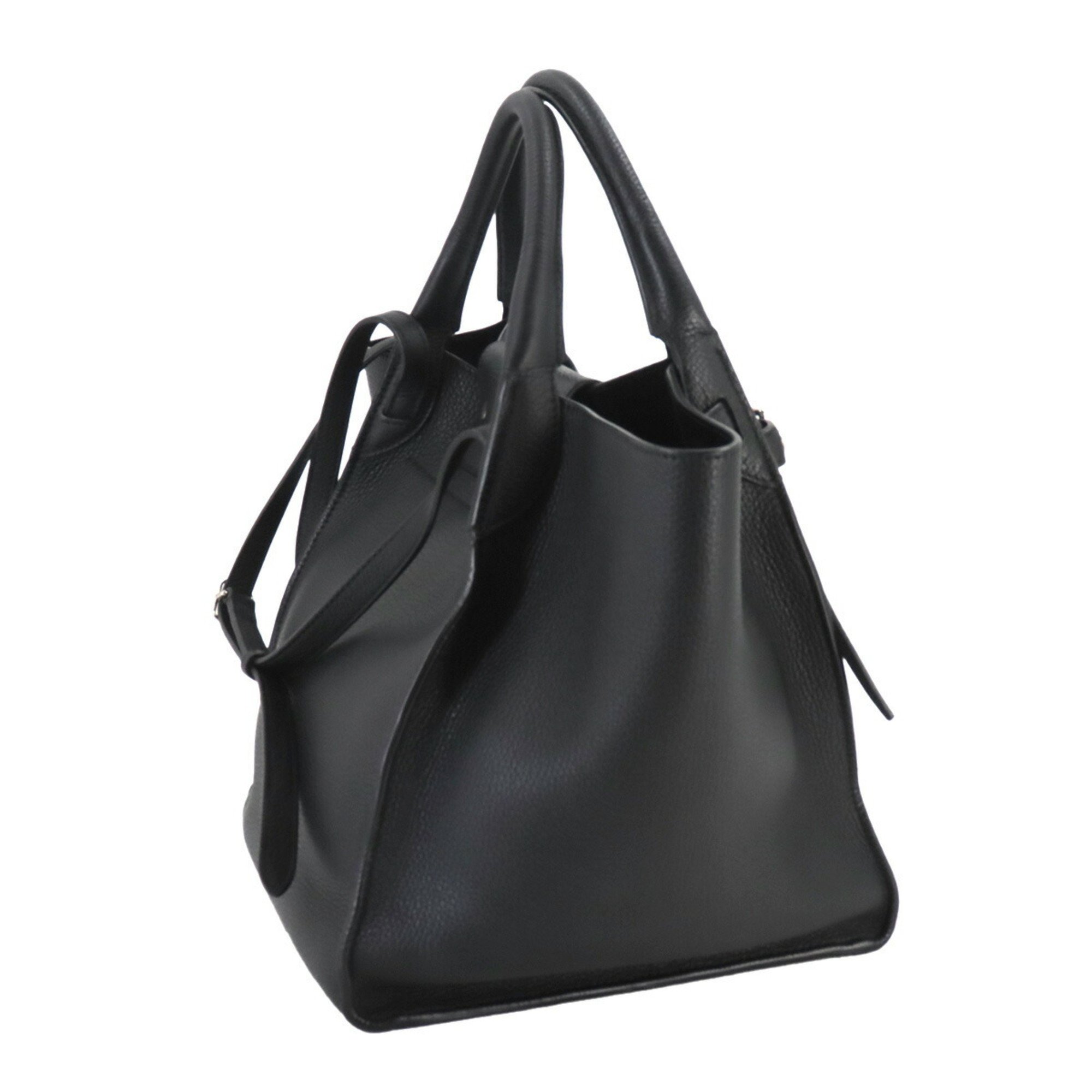 CELINE Big Bag Small with Long Strap 2way Hand Shoulder Leather Black 189313