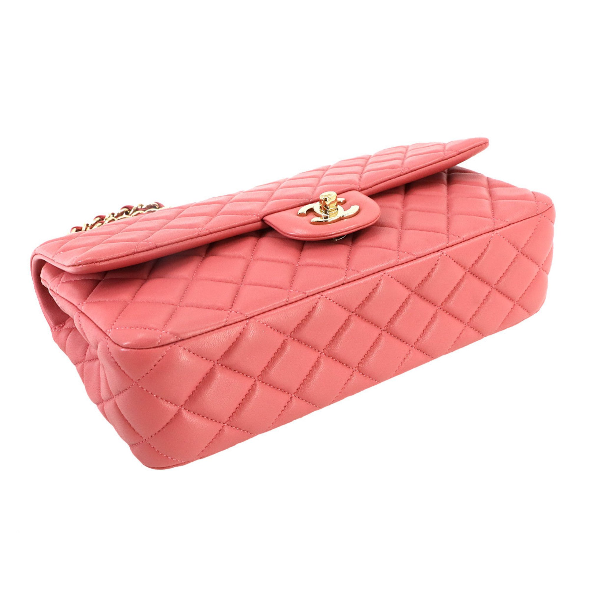 CHANEL Matelasse Chain Shoulder Bag Leather Pink A90214 Valentine's Day Limited Gold Metal Fittings