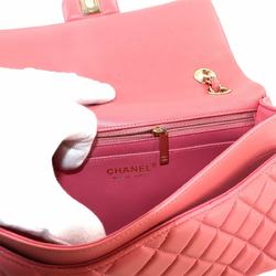 CHANEL Matelasse Chain Shoulder Bag Leather Pink A90214 Valentine's Day Limited Gold Metal Fittings