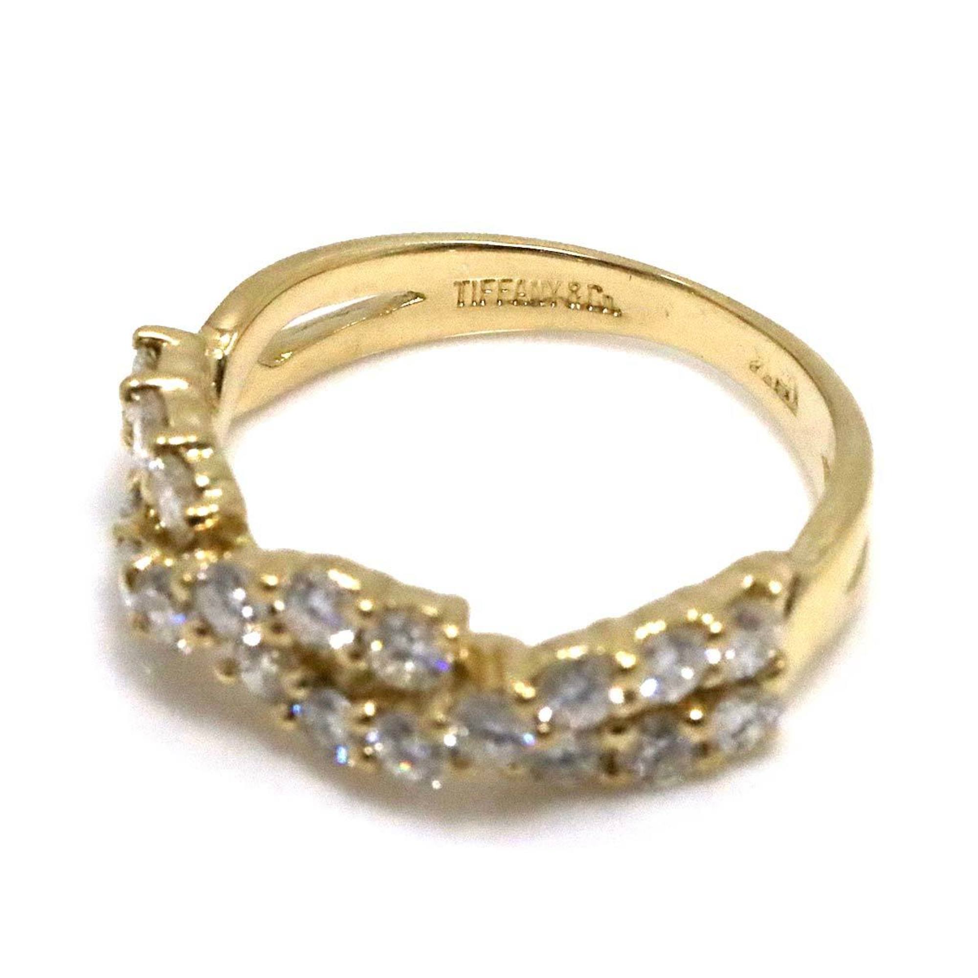 Tiffany & Co. Size 11 Diamond Ring, K18 YG Yellow Gold 750