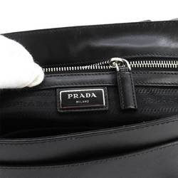 PRADA Saffiano Shoulder Bag Leather Black 2VD018 Silver Hardware