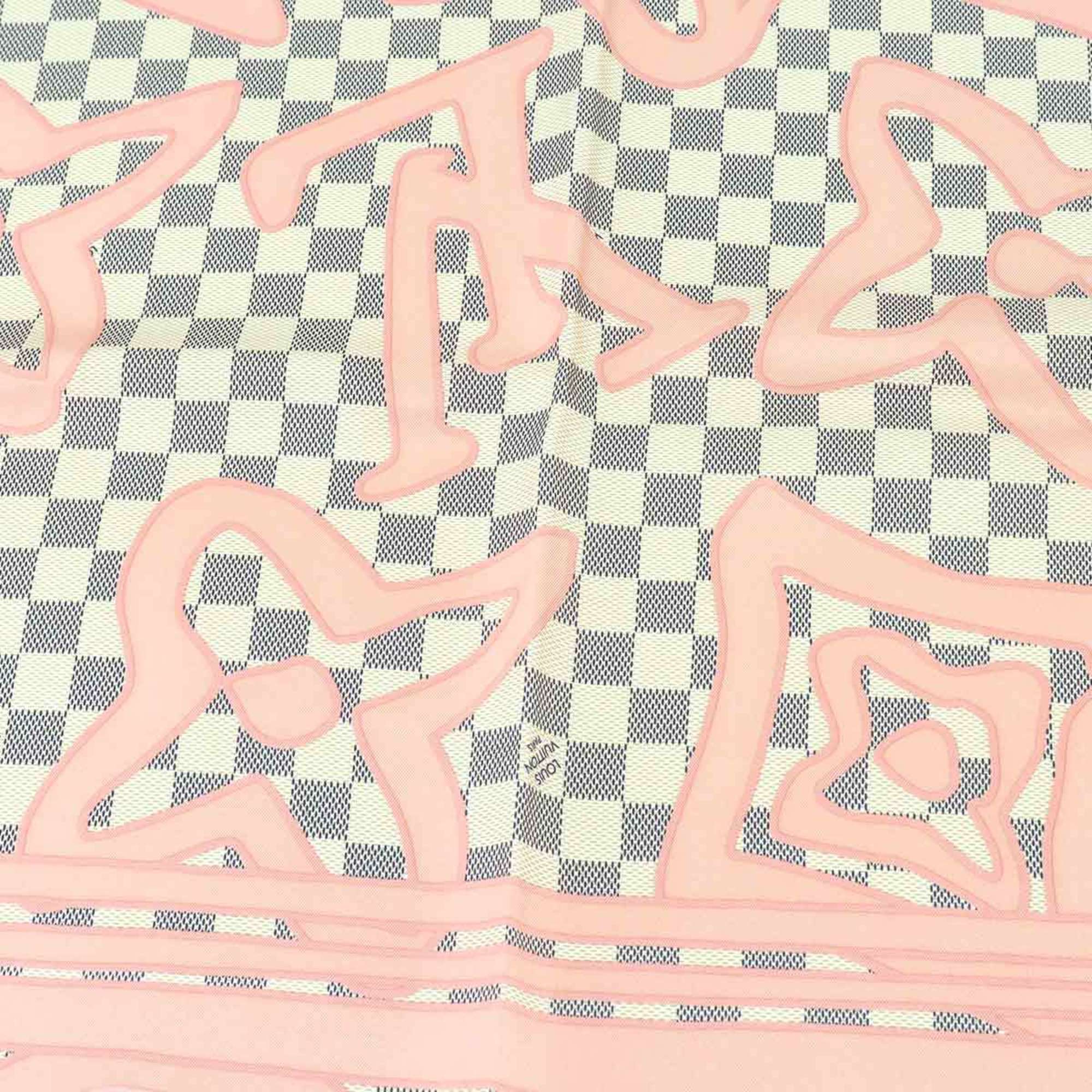 Louis Vuitton Damier Azur Taisienne Scarf Silk Pink M70506