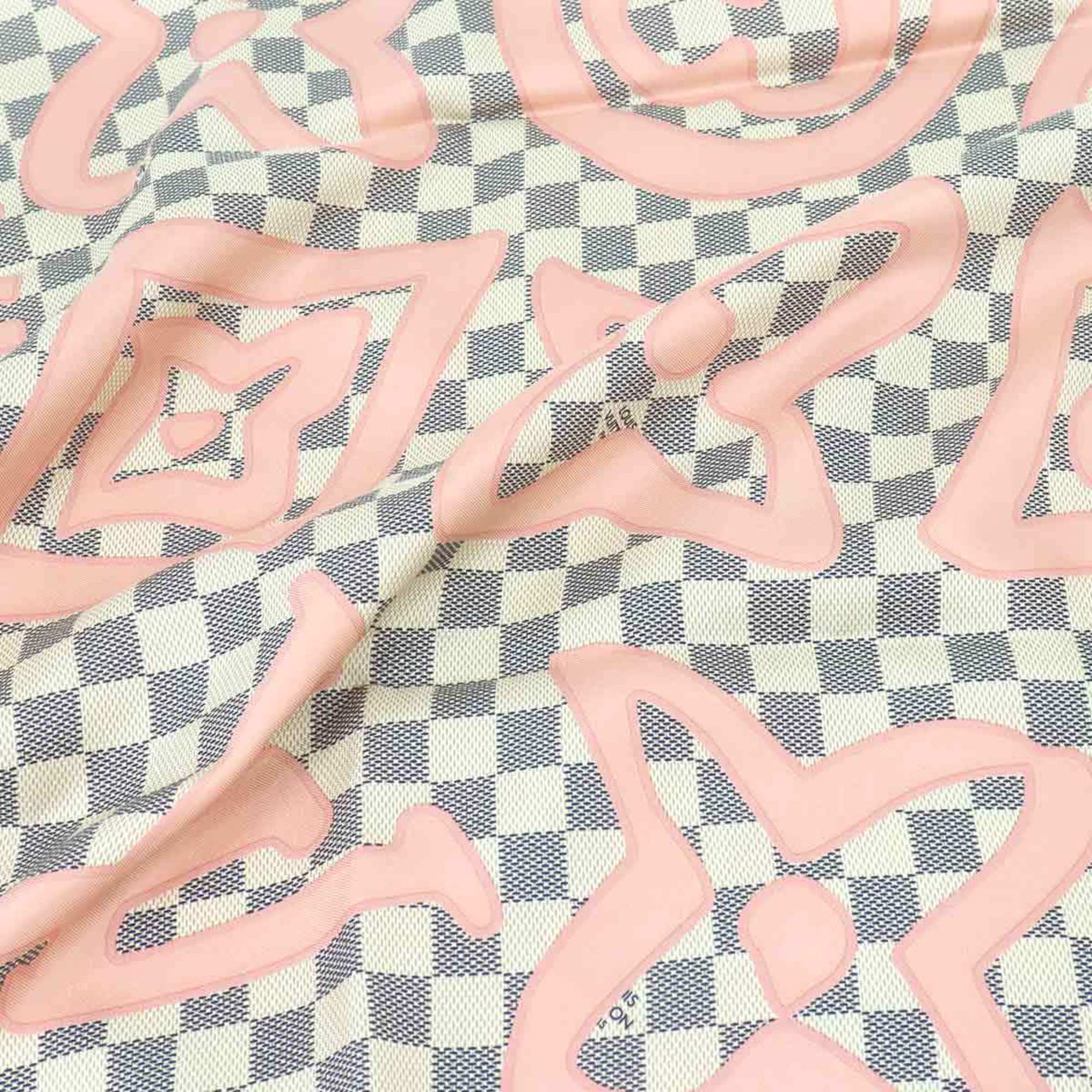 Louis Vuitton Damier Azur Taisienne Scarf Silk Pink M70506