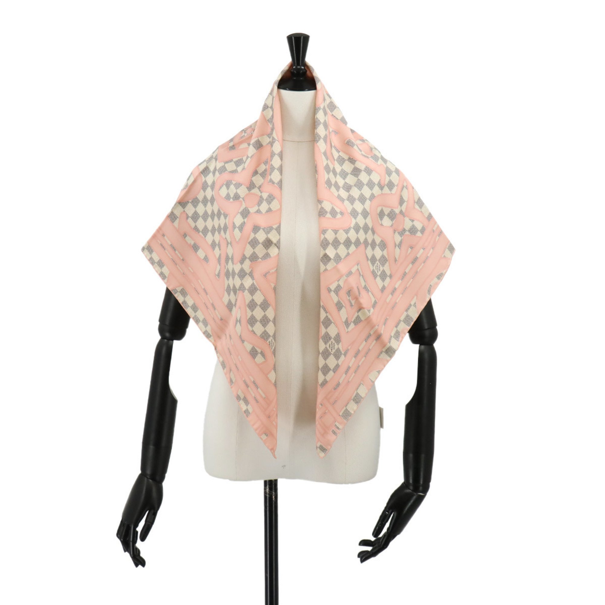 Louis Vuitton Damier Azur Taisienne Scarf Silk Pink M70506