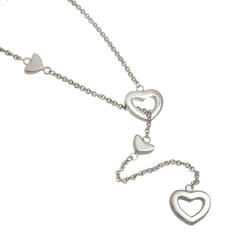 Tiffany & Co. Heart Link Lariat Necklace 48cm SV Silver 925