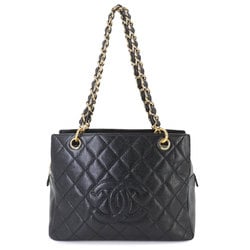 CHANEL Matelasse Chain Shoulder Bag Caviar Skin Leather Black A18004