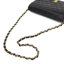 CHANEL Matelasse Chain Shoulder Bag Leather Black Gold Metal Fittings Turn Lock A03568