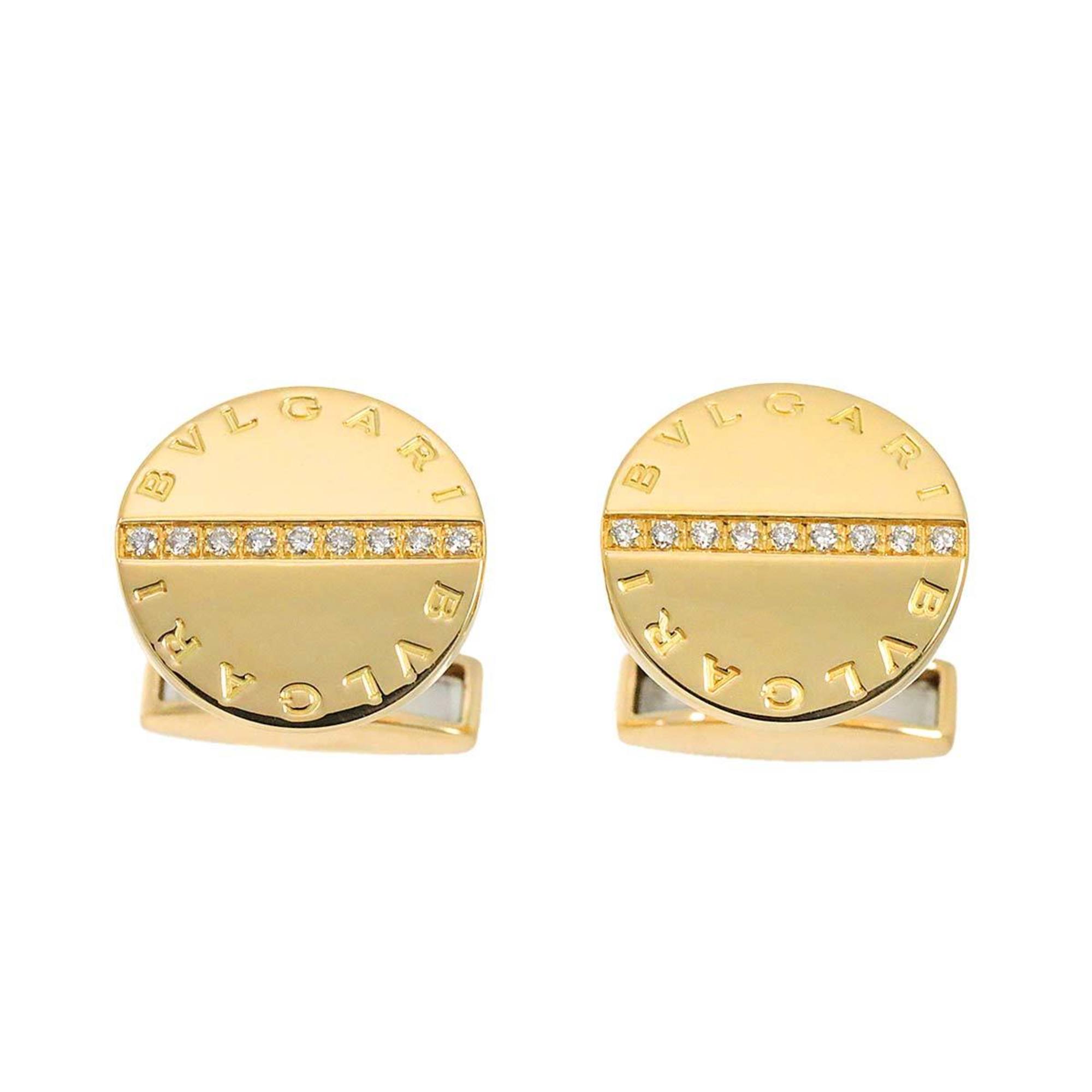 BVLGARI Double Diamond Cufflinks K18 YG Yellow Gold 750