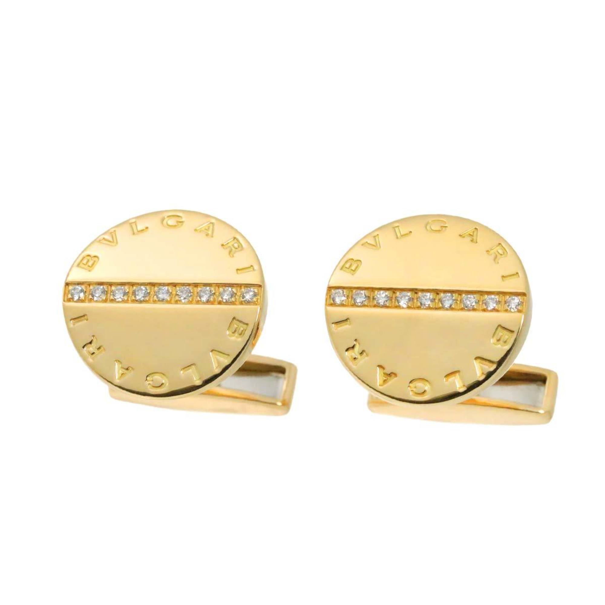 BVLGARI Double Diamond Cufflinks K18 YG Yellow Gold 750