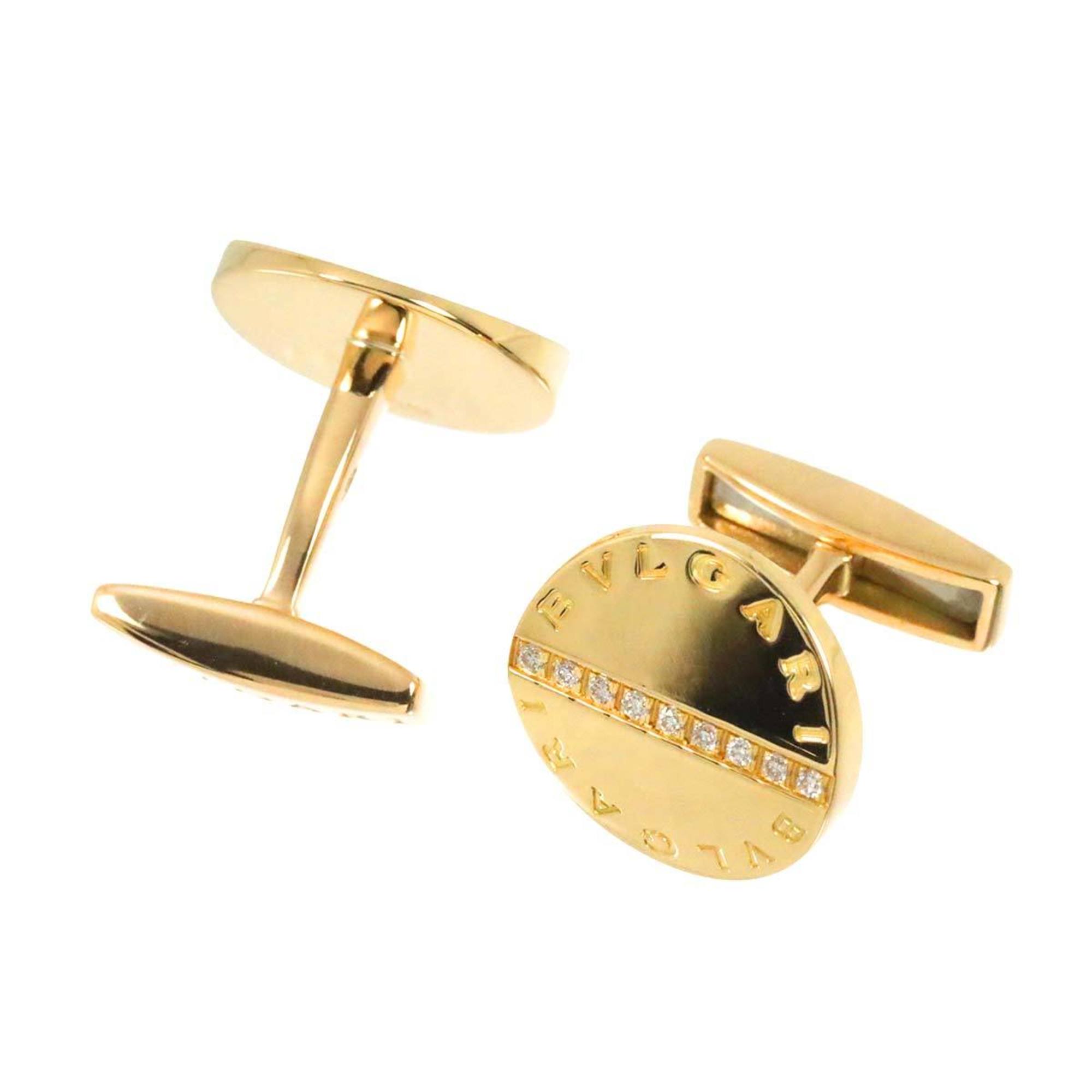 BVLGARI Double Diamond Cufflinks K18 YG Yellow Gold 750